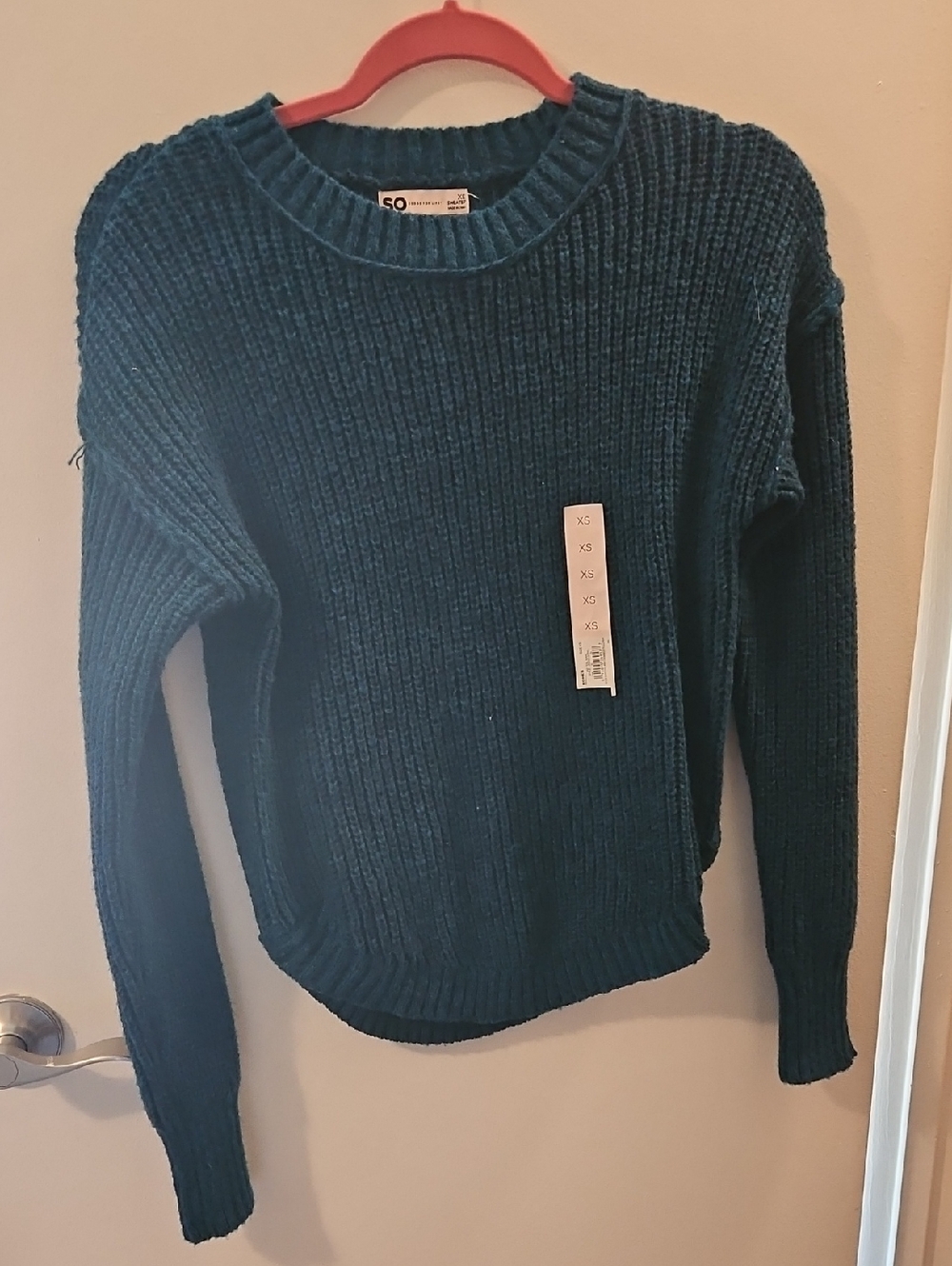 SO Teal Ribbed Crew Neck Sweater